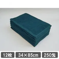 美容サロン用フェイスタオル 250匁 グリーン (緑色) 12枚セット 業務用タオル